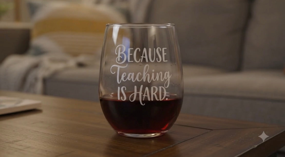 “Because Teaching is Hard” Wine Glass